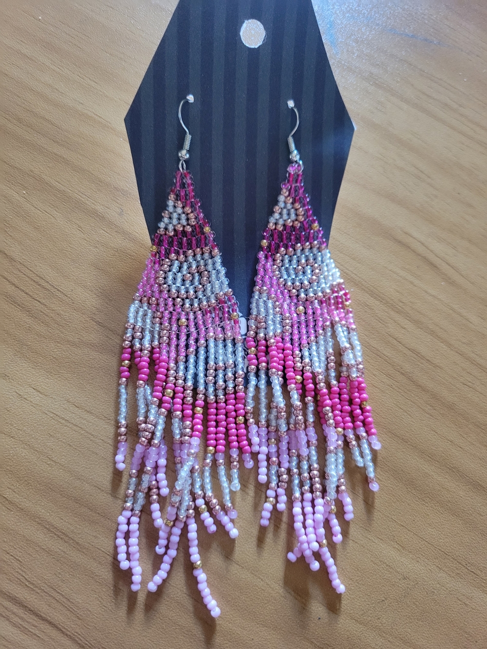 💐NEW💐 Handmade Pink Seed Bead  Fringe Earrings